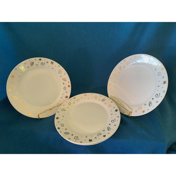 Pampered Chef Dining The Pampered Chef Set Of 4 Dessert Plates 996 Celebration White Wgold